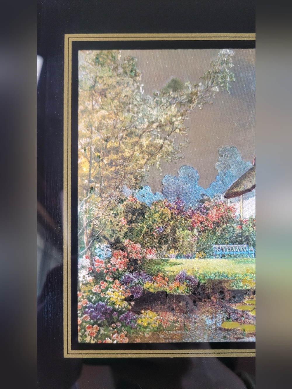Vintage Foil Print Dufex Cottage By The Lake 70s - Picture 9 of 16